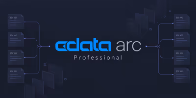 CData Arc Professional wordmark surrounded by EDI document flows on a dark background