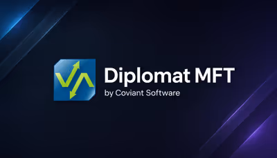 Diplomat MFT logo and product name on a dark background with blue and violet diagonal accents