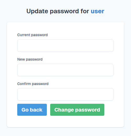 SFTPPlus web client password change form
