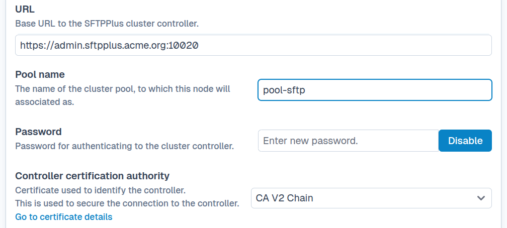 SFTPPlus Web Manager cluster node component activation.