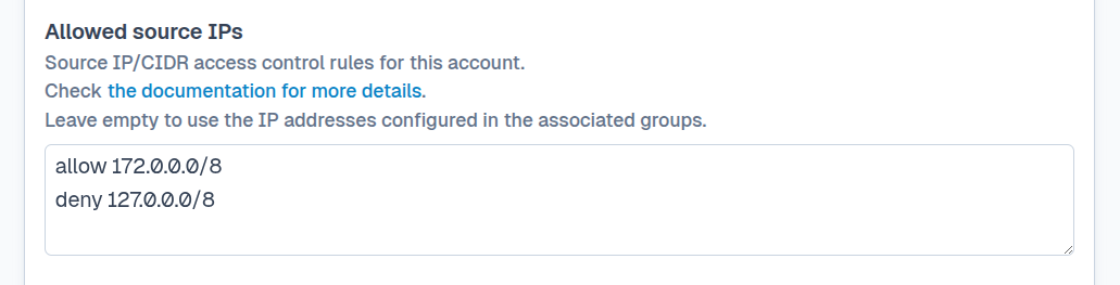 SFTPPlus Web Manager user source IP rules.