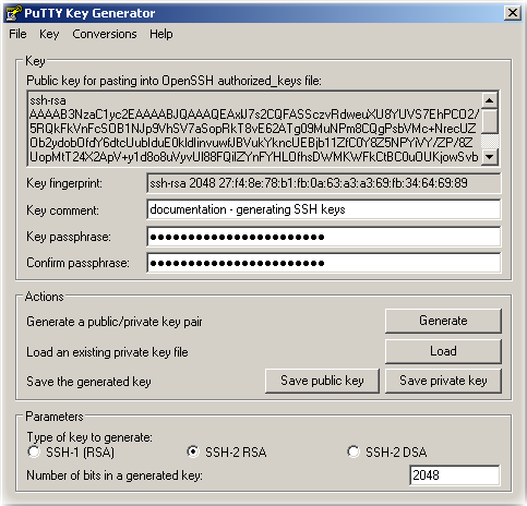 PuttyGen generated key