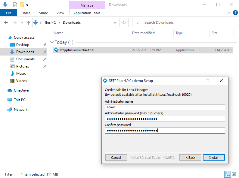 SFTPPlus Windows Installation