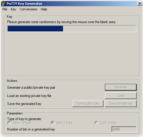 PuttyGen generate key process