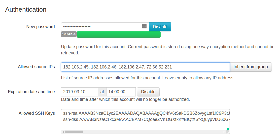 Screenshot of SFTPPlus account configuration.
