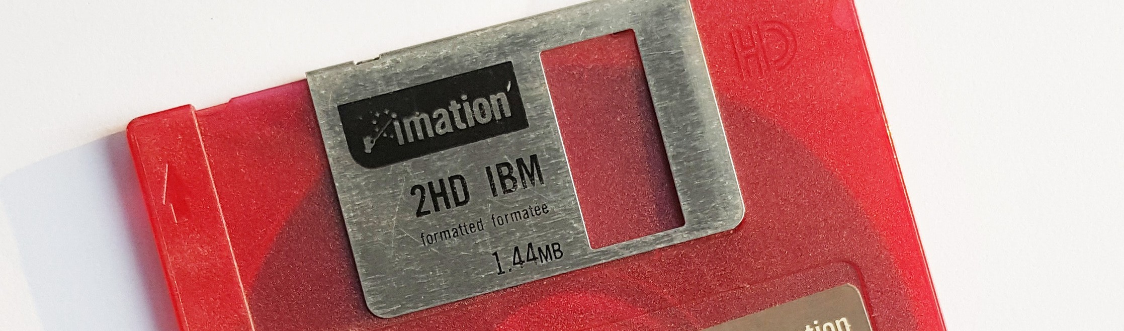 A red floppy disk.