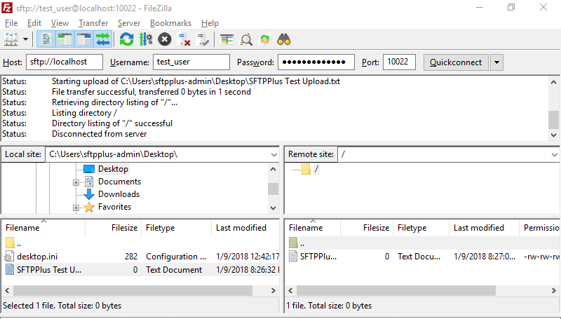 SFTPPlus FileZilla Upload